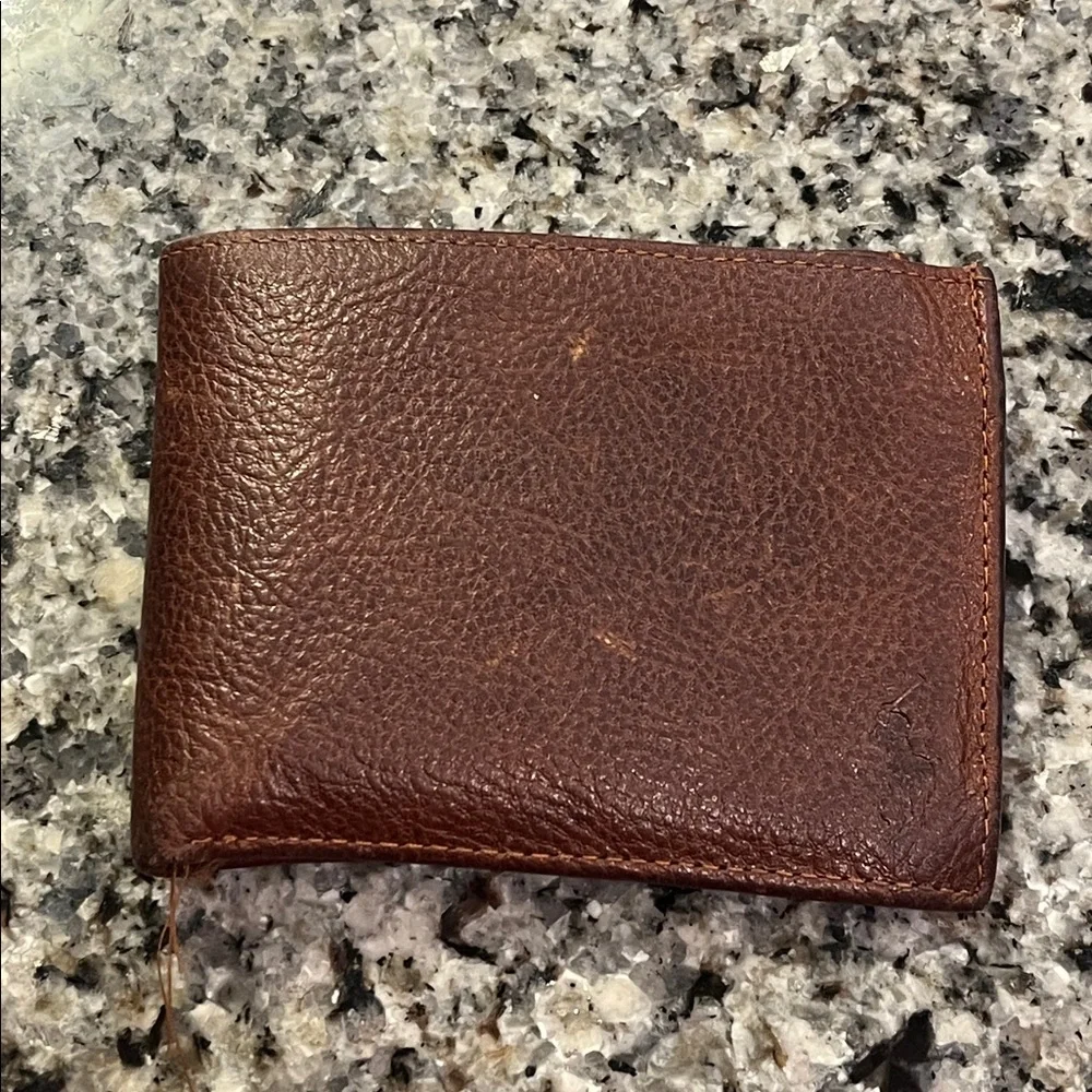 Polo Ralph Lauren Bifold Wallet Pebbled Leather brown used